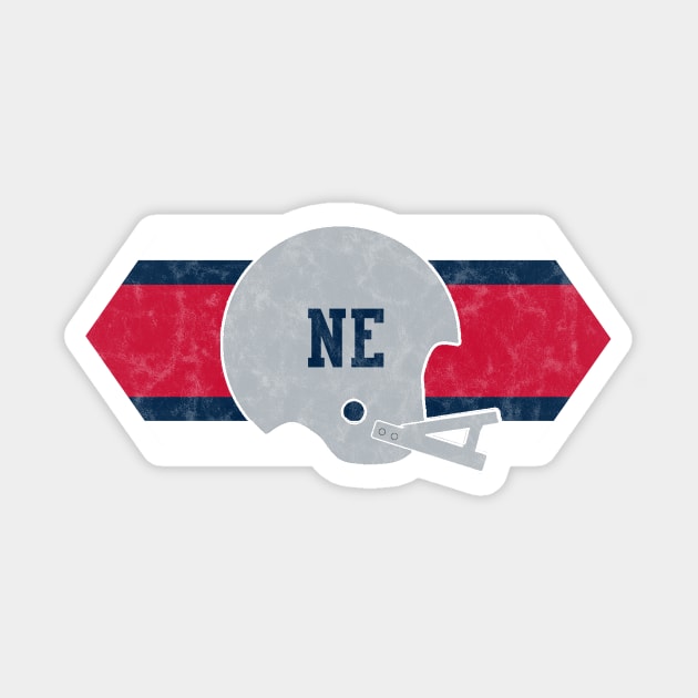 New England Football retro and distressed helmet and stripe Sticker by MulletHappens